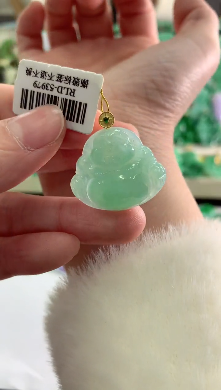 【闪购商品】翡翠吊坠(不含链)18K金镶嵌挂件·