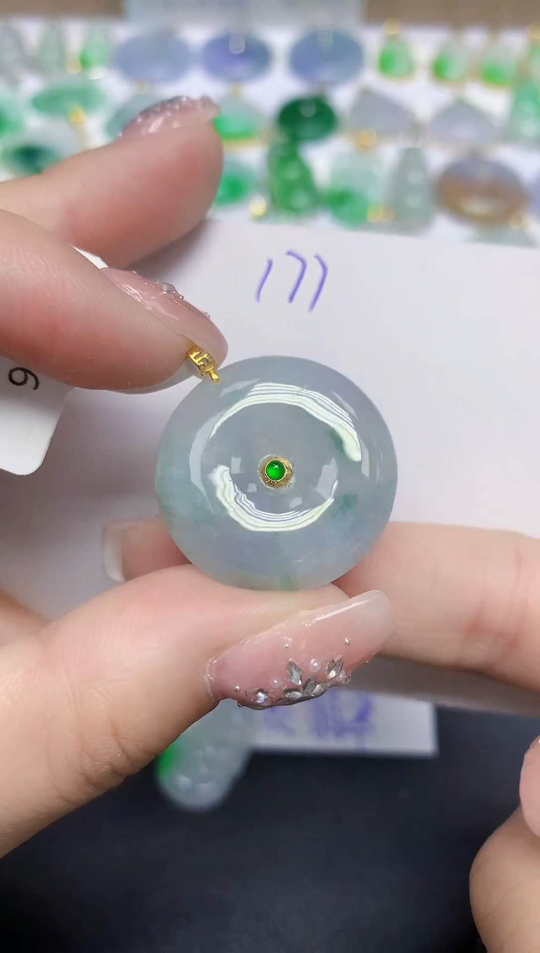 颈饰18K金镶嵌翡翠天然缅甸翡翠A货翡翠百元以上9元证书费自理