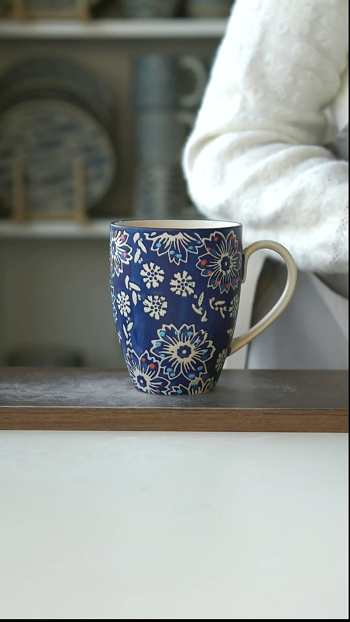 陶瓷手绘油画风璀璨马克杯380ml@4-2@微瑕