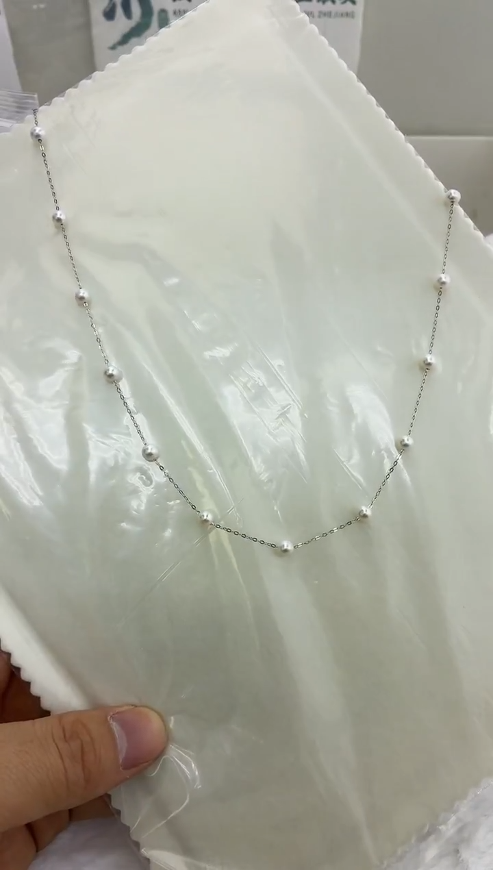 银S925镶嵌DA淡水珍珠满天星项链4-5 BQ111