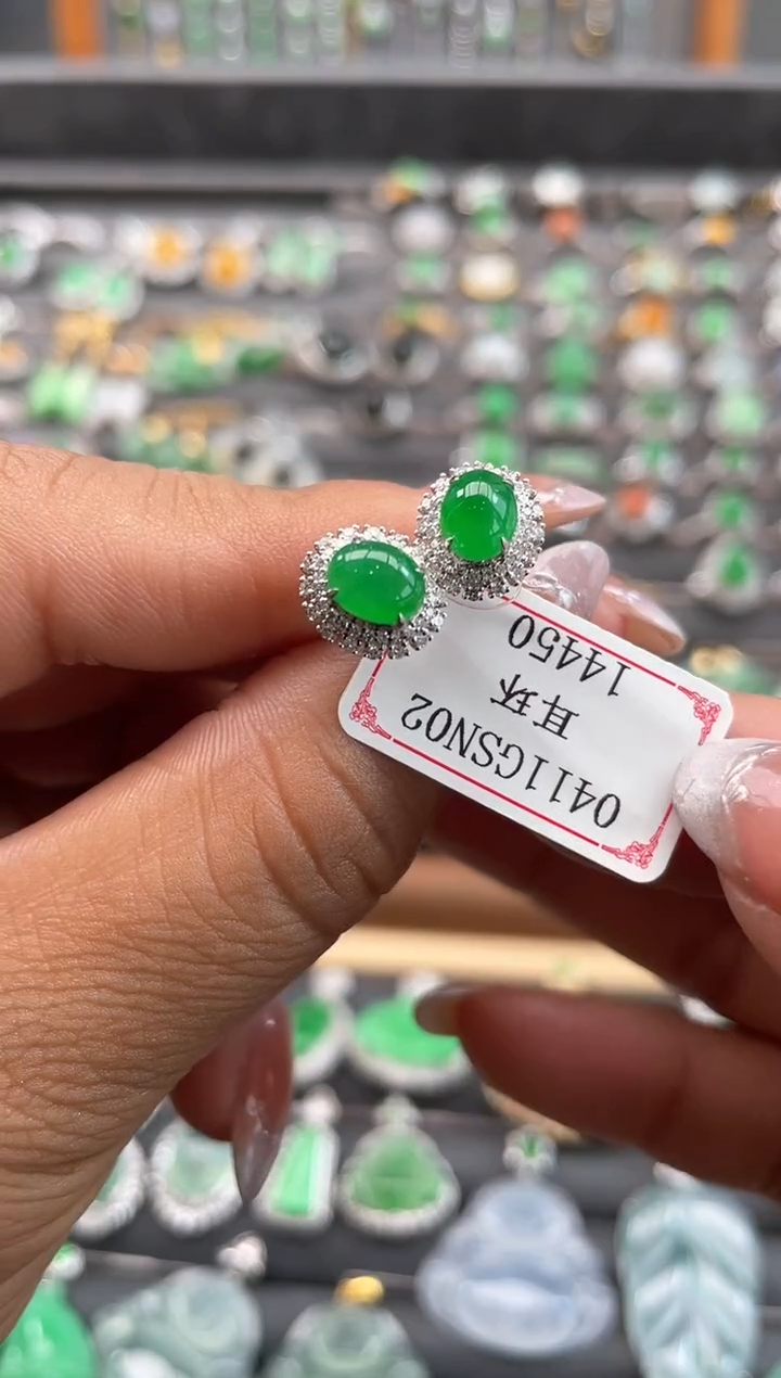 翡翠18K金镶嵌耳饰0411GSN02