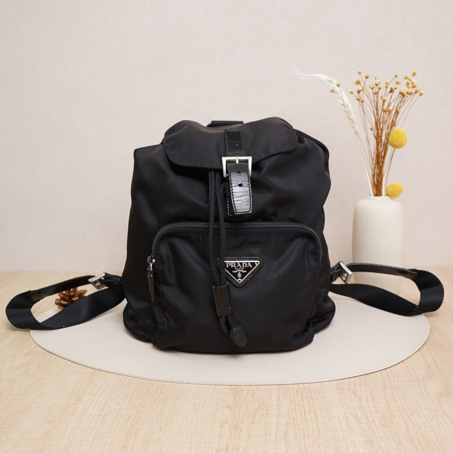 95新 Prada/普拉达 普拉达双肩包黑色尼龙/DS038403