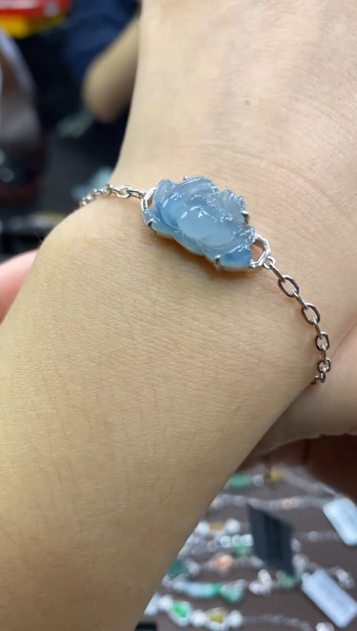 颈饰银S925镶嵌翡翠净货16871