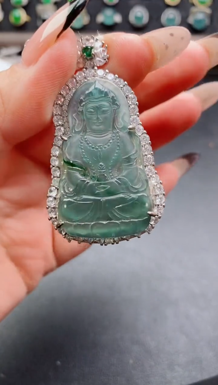 吊坠(赠链)银S925镶嵌翡翠1