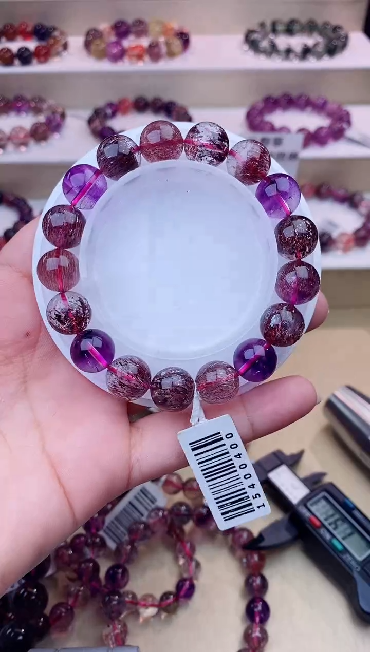 未镶嵌手串水晶黑加仑超七单圈11m+