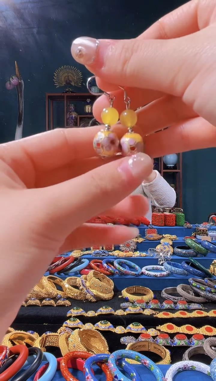 【闪购商品】景泰蓝耳环帝王黄