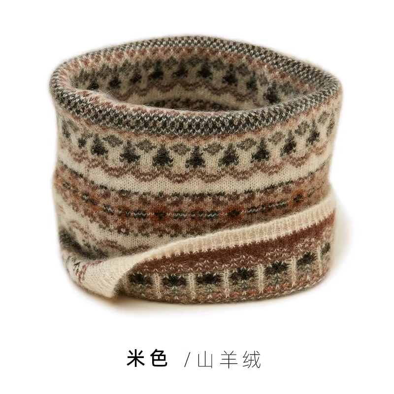 肤若新款100%纯山羊绒费尔岛秋冬季保暖脖套围脖