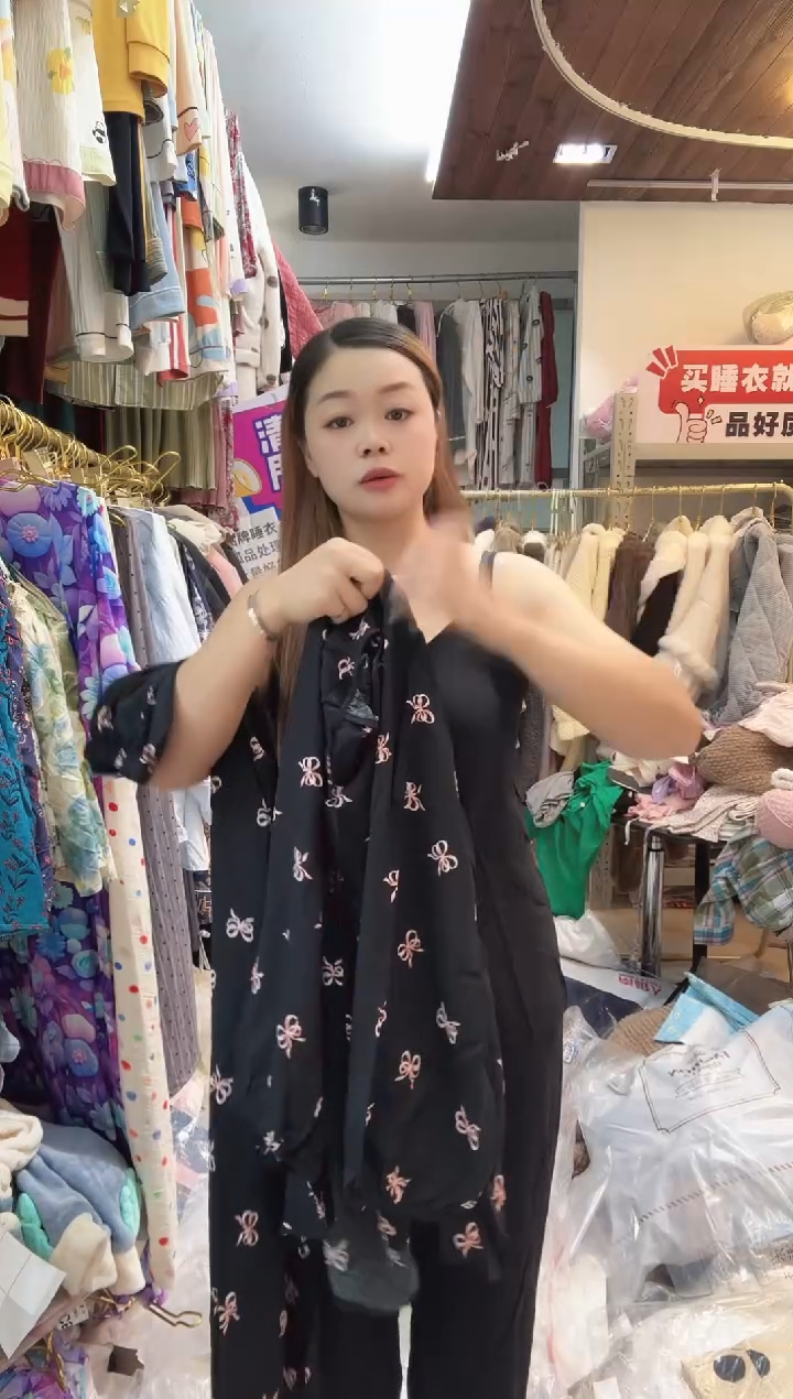 黑色蝴蝶结长袖长裤xl