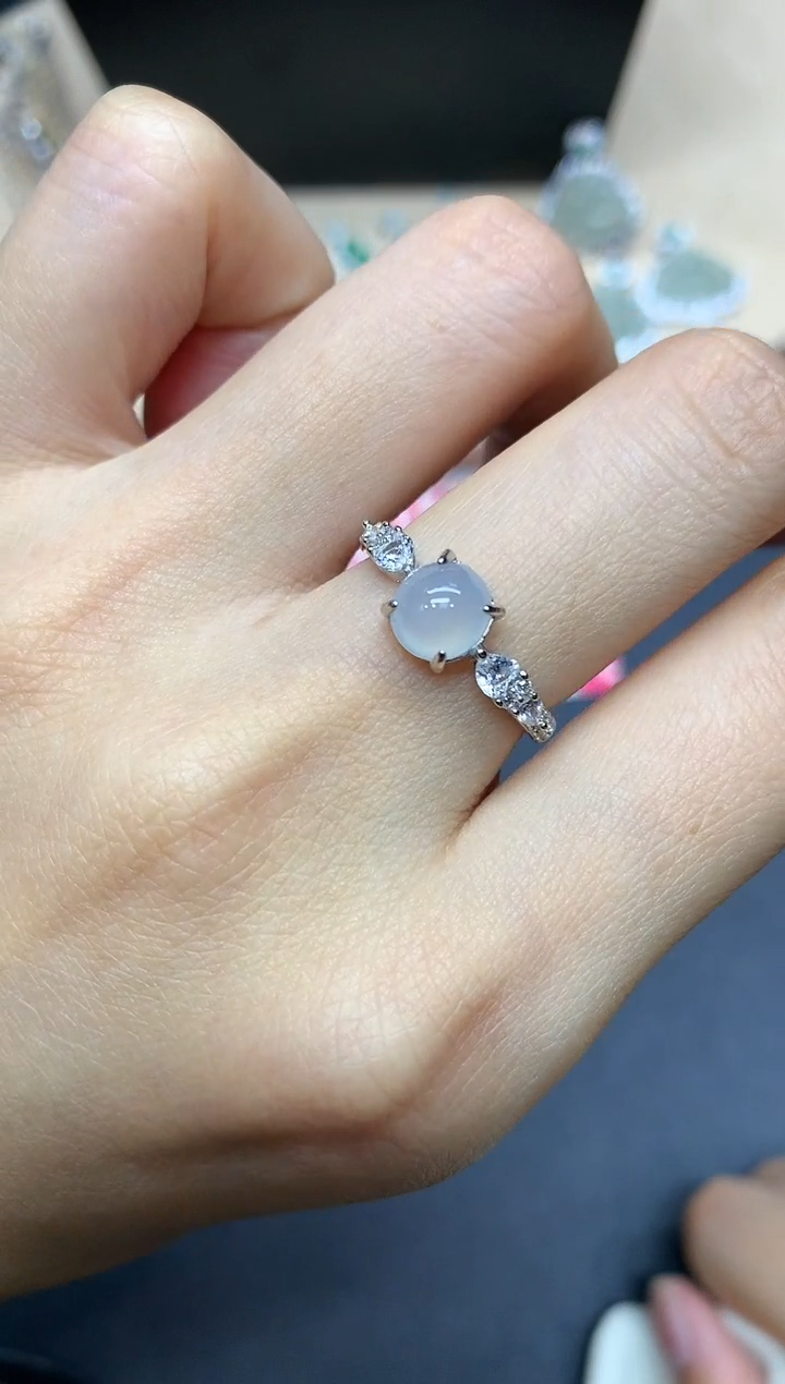 【闪购商品】翡翠戒指银S925镶嵌蛋面【多样性发其一】