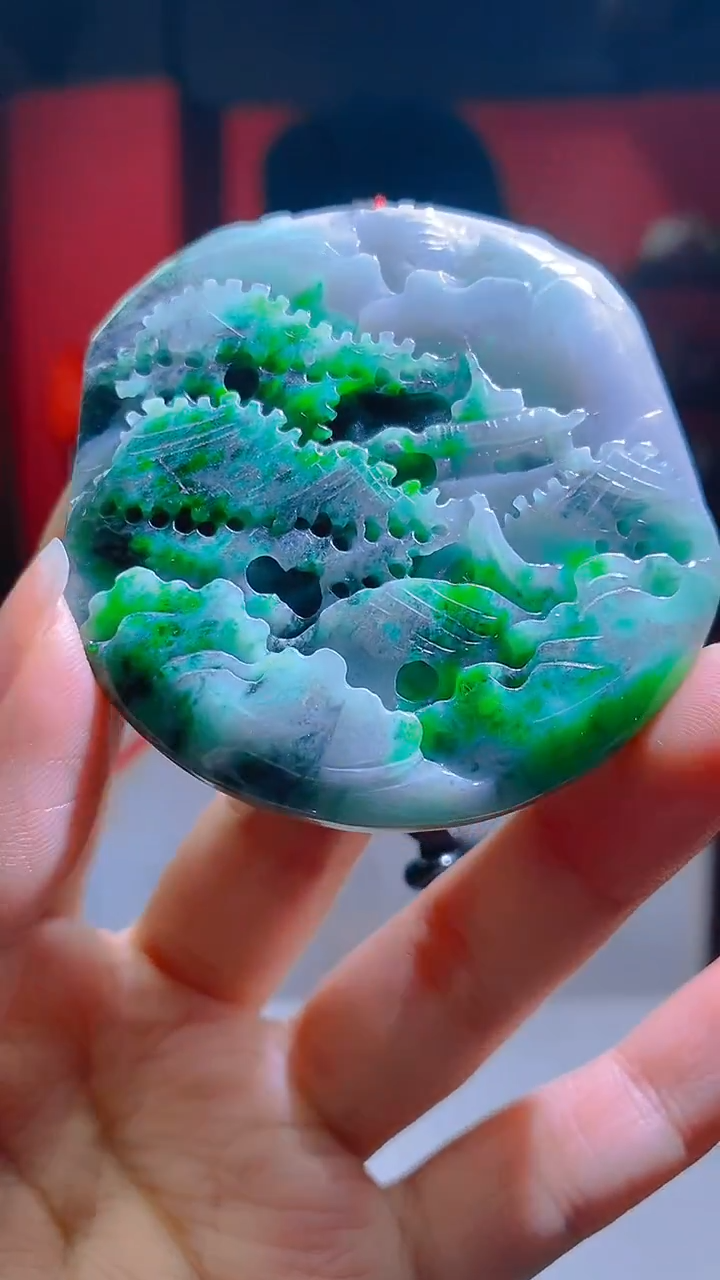 未镶嵌定制翡翠KK翡翠毛货吊坠-17