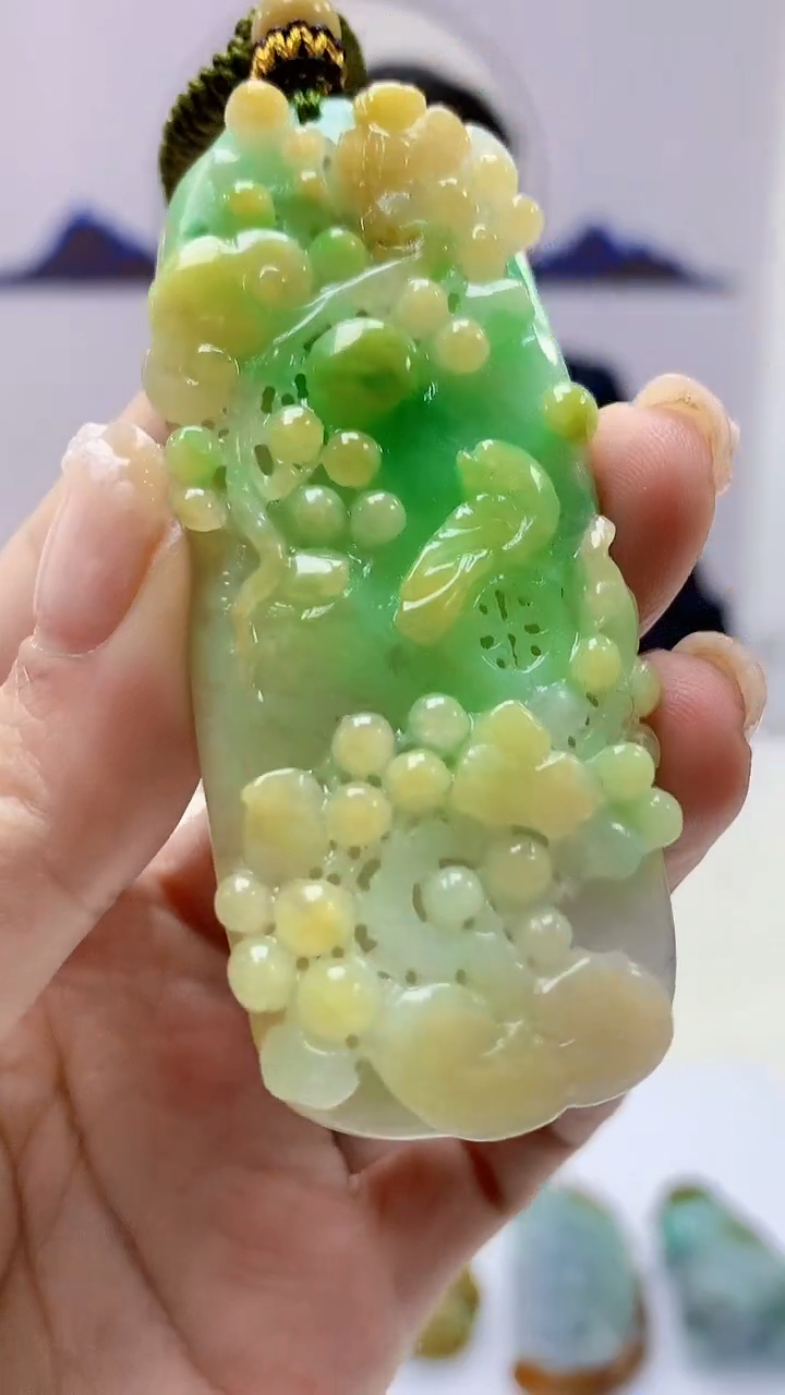 【闪购商品】定制翡翠未镶嵌4969ms-毛货43花鸟