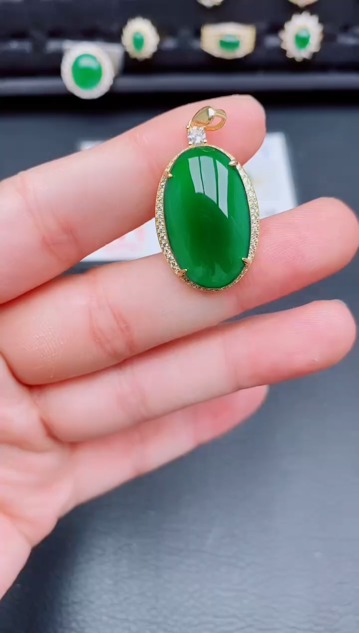 【闪购商品】翡翠颈饰银S925镶嵌天然a货翡翠346