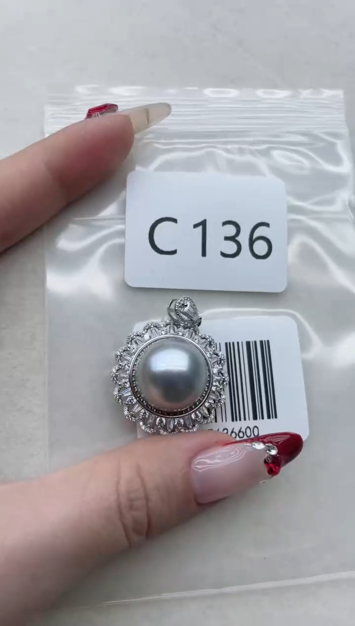 【闪购商品】海水珍珠吊坠银S925镶嵌C136