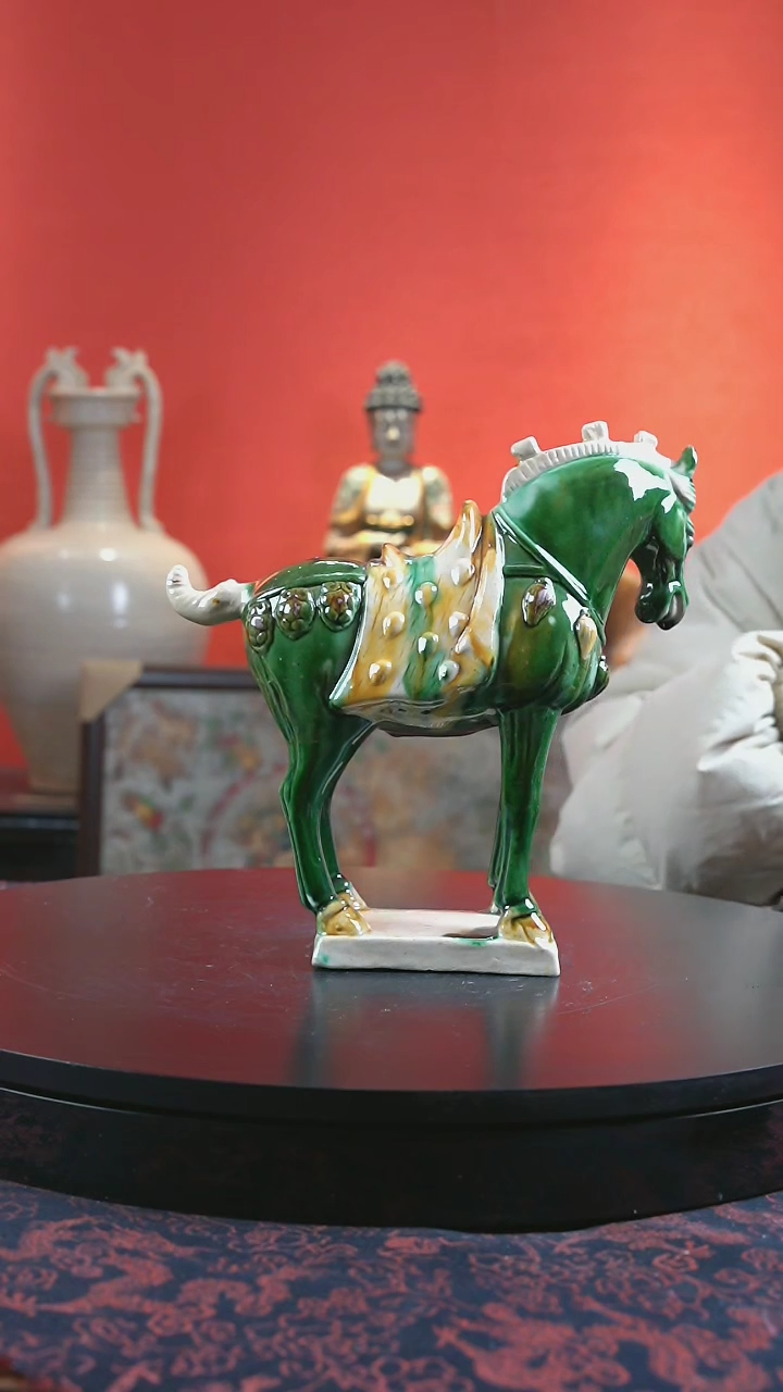 【闪购商品】唐三彩四足立马 21*22cm 绿色三花马