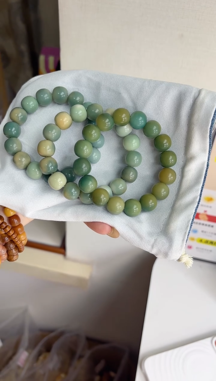 手串菩提根/象牙果沐g40小青提干磨苹果13*14mm手串随机