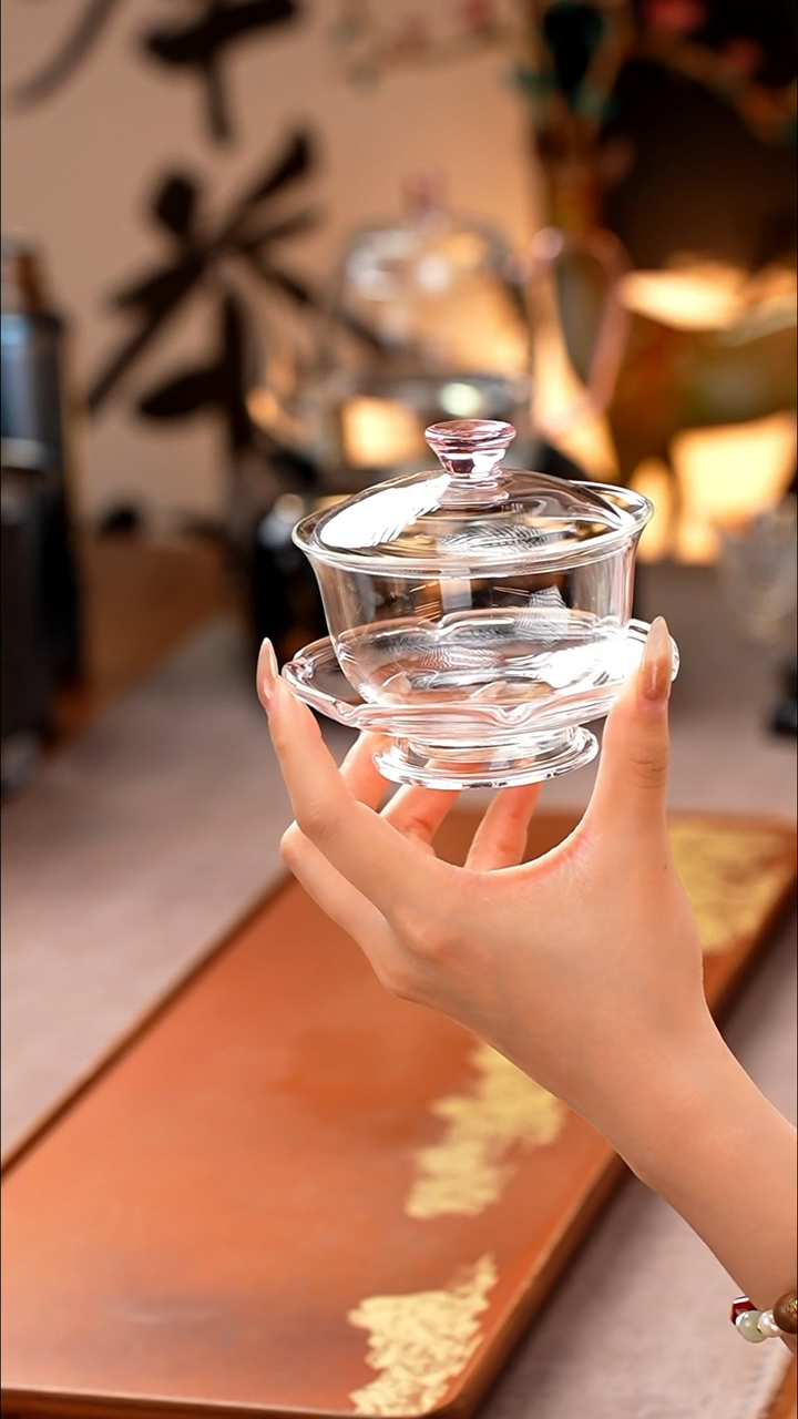 禾器/晶彩沁莲盖碗/浅粉/定制版