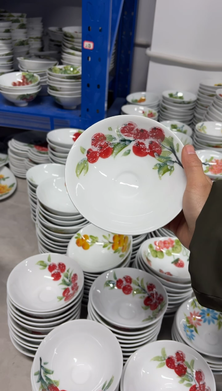 景德镇高温陶瓷食品级手绘釉中彩餐具-斗笠碗