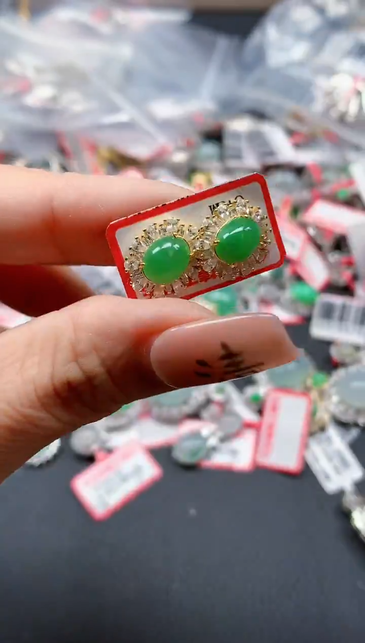 银S925镶嵌戒指翡翠天然A货缅甸翡翠