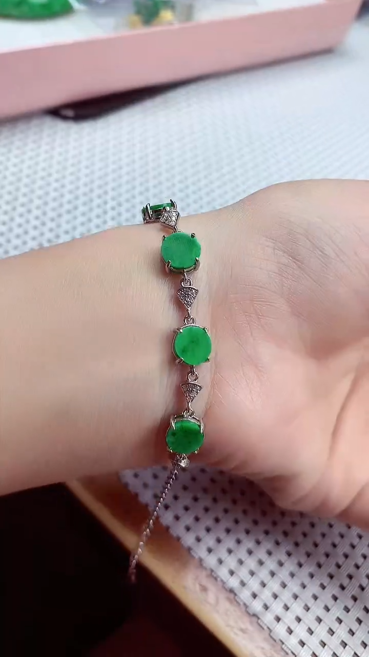 【闪购商品】翡翠手链银S925镶嵌手链