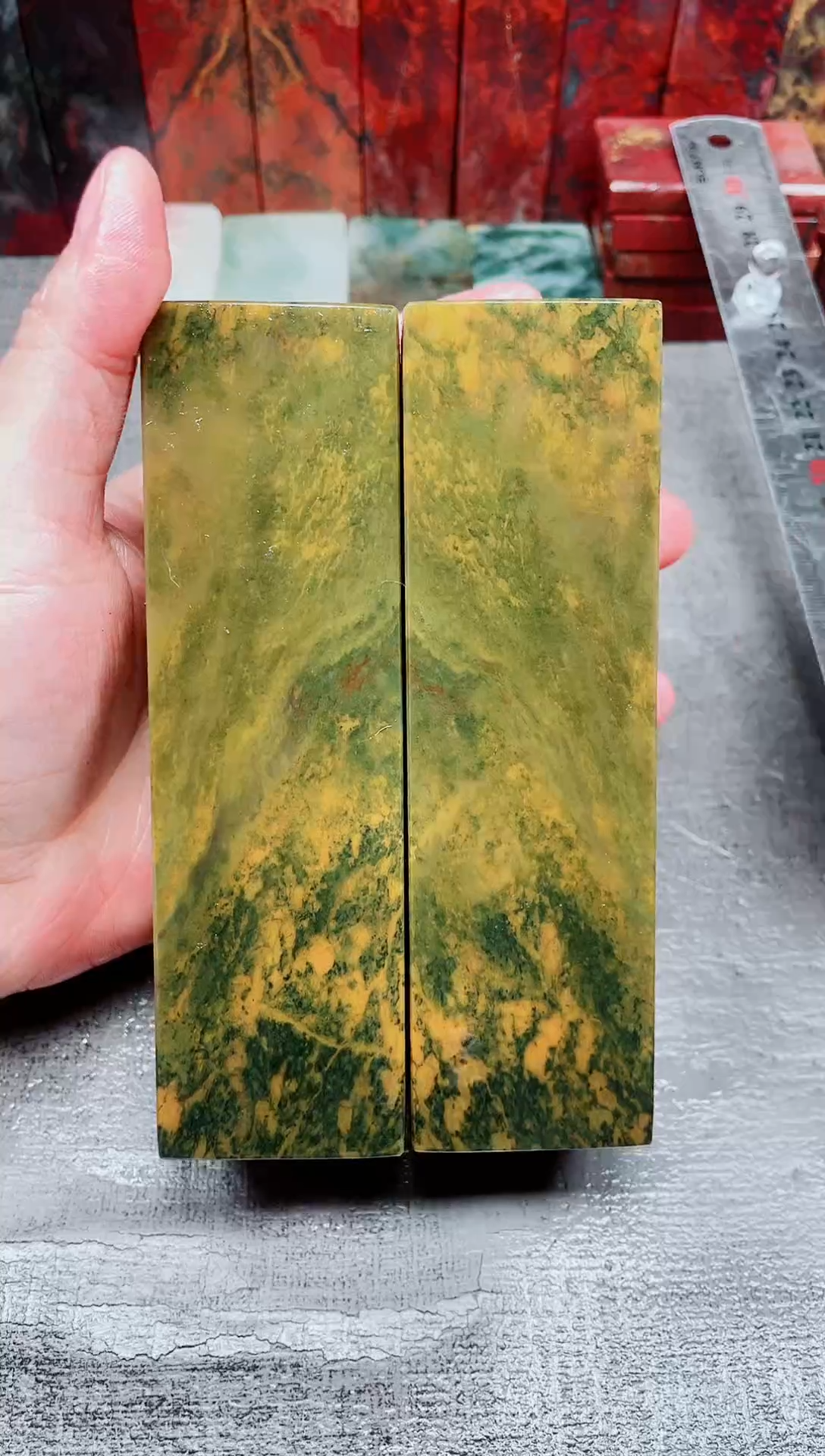 玉桂林鸡血玉素章3.8田湾黄对章1