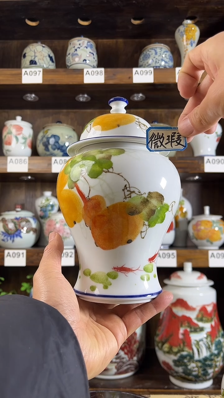 【闪购商品】纯手工手绘福禄有余将军罐储物罐