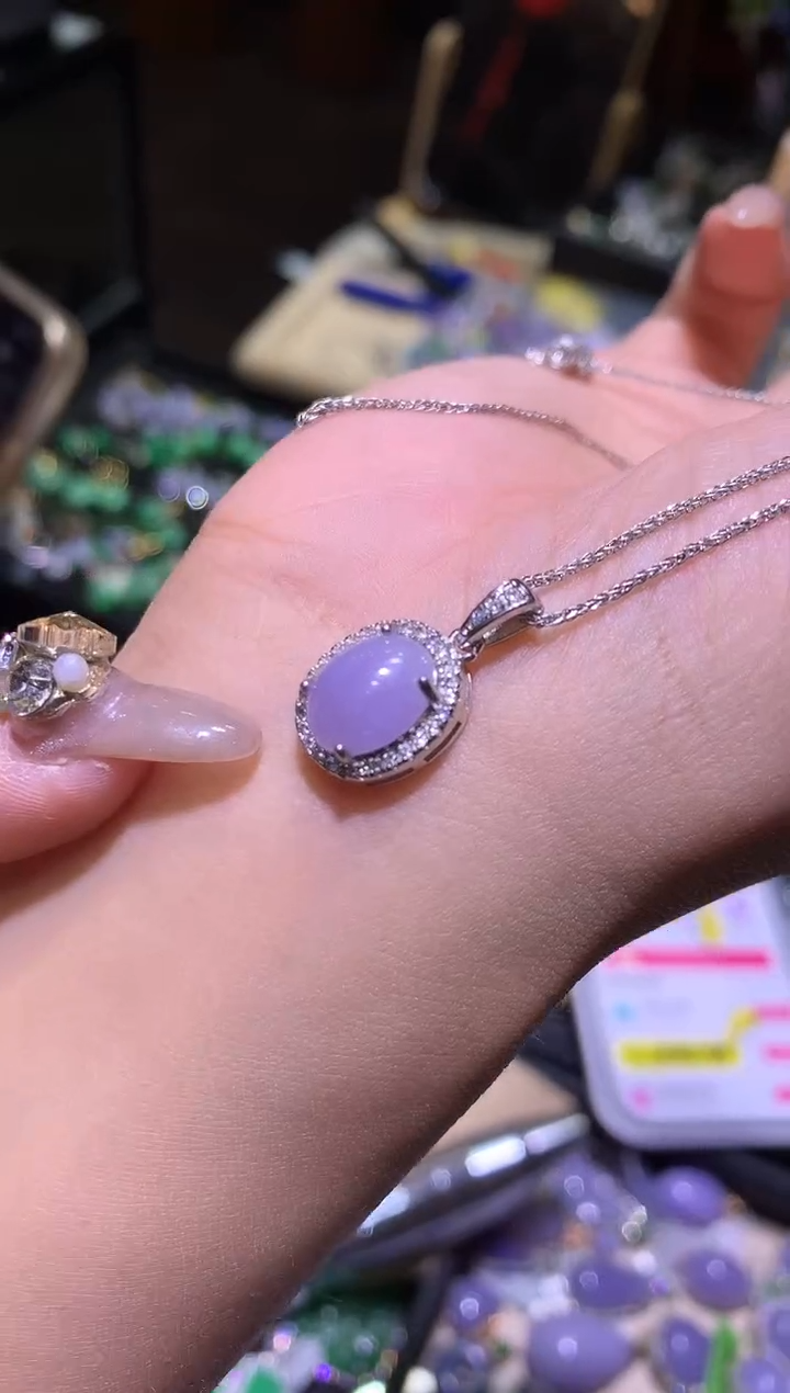 【闪购商品】翡翠吊坠(不含链)银S925镶嵌蛋面