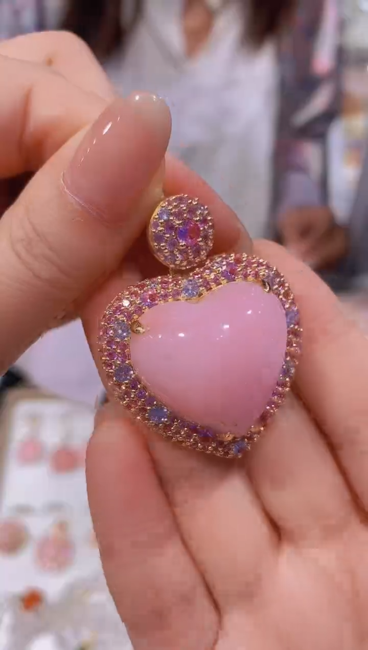 蛋白石银S925镶嵌吊坠012  约25mm