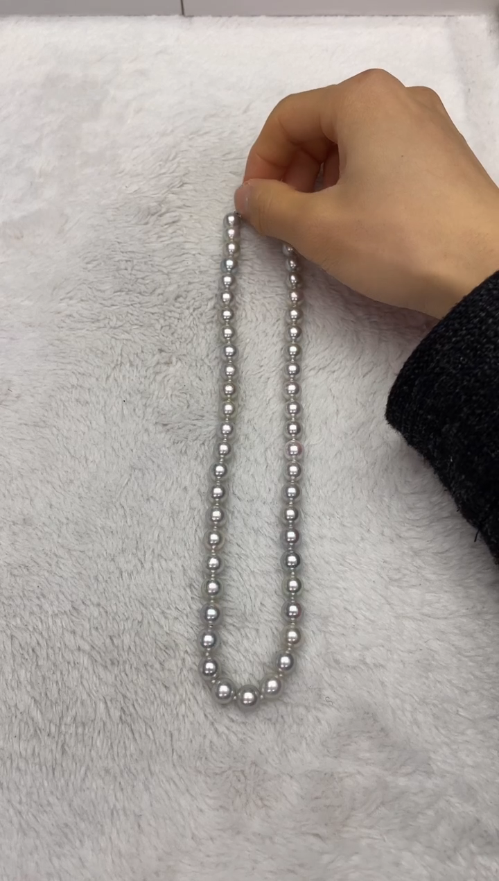 【闪购商品】海水珍珠项链银S925镶嵌AK真多麻8-8.5mm（多样性发一）