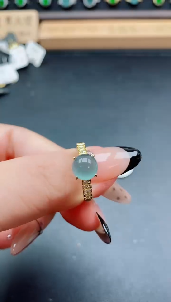 银S925镶嵌戒指翡翠1