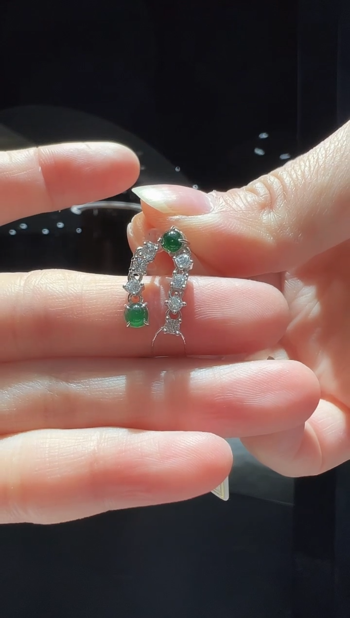 【闪购商品】翡翠耳饰银S925镶嵌66】