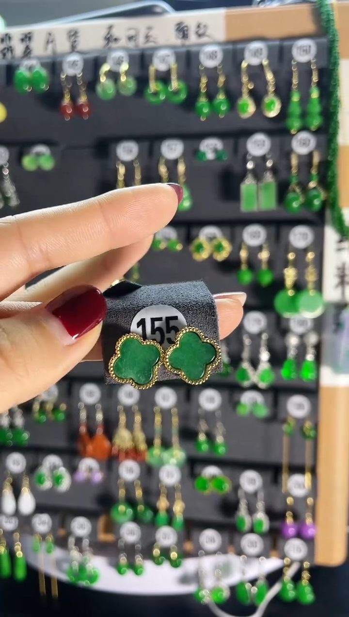 【闪购商品】翡翠耳饰银S925镶嵌155..