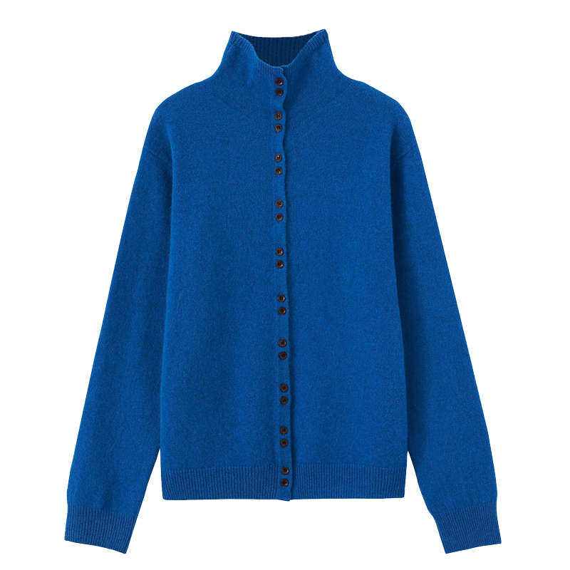 2025年新女毛针织衫秋季高领拉绒针织开衫立领高领加厚绵羊毛