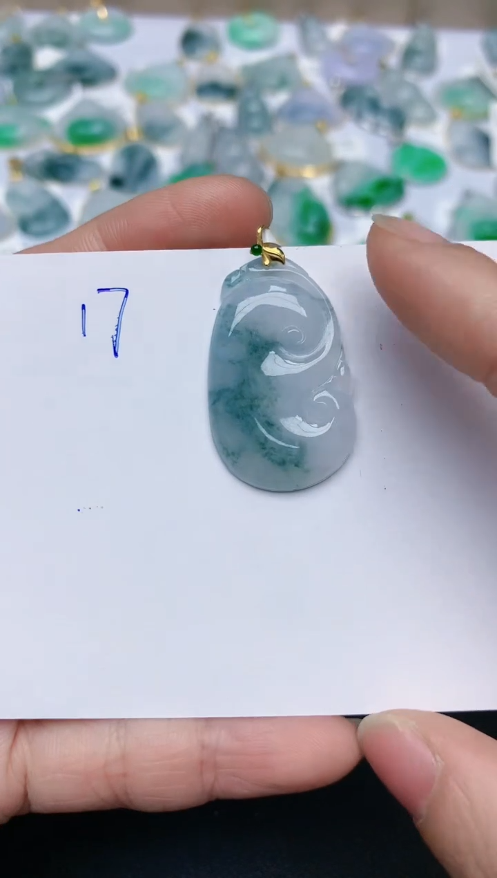 【闪购商品】翡翠颈饰18K金镶嵌天然翡翠A货    17