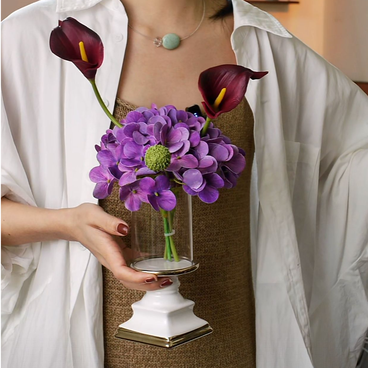 新款苏郁·仿真花假花电视柜茶几玄关摆件家居装饰摆设