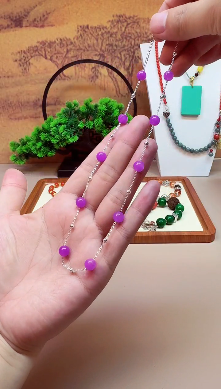 翡翠银S925镶嵌颈饰X21