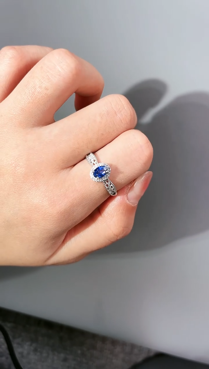 【闪购商品】蓝宝石戒指银S925镶嵌D-105