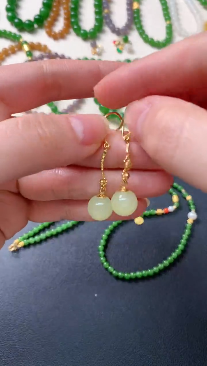 【闪购商品】和田玉耳饰银S925镶嵌R100|238