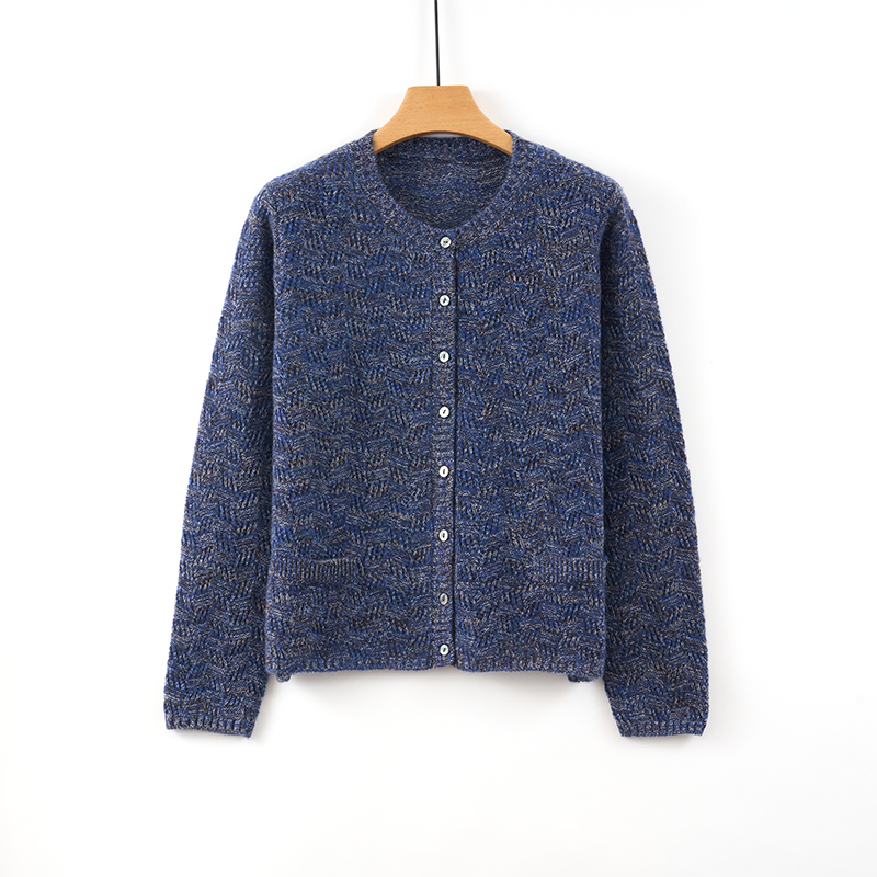 天山甄选【100%山羊绒】新款女士时尚圆领通勤风羊绒开衫-YKNL5656T