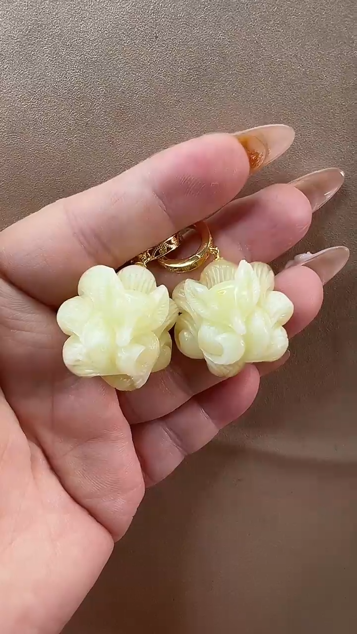 银S925镶嵌琥珀耳饰耳环