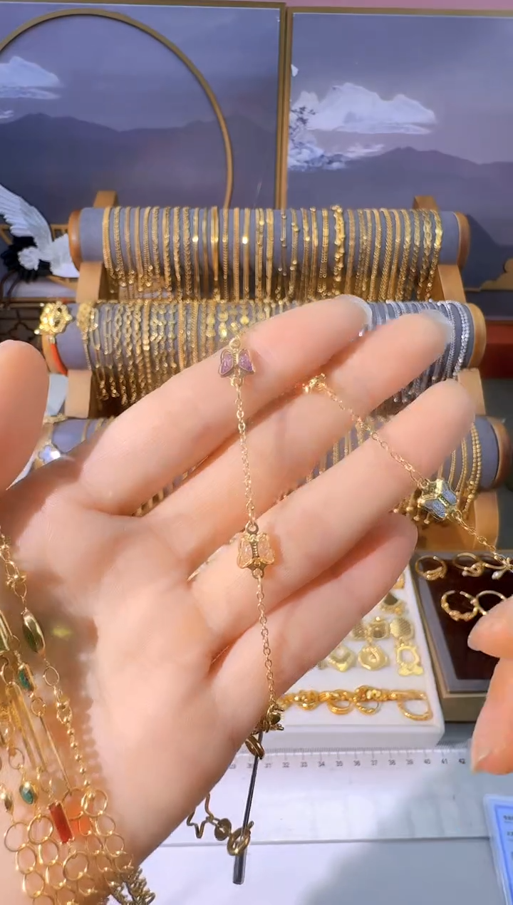 蝴蝶珐琅彩宝手链
