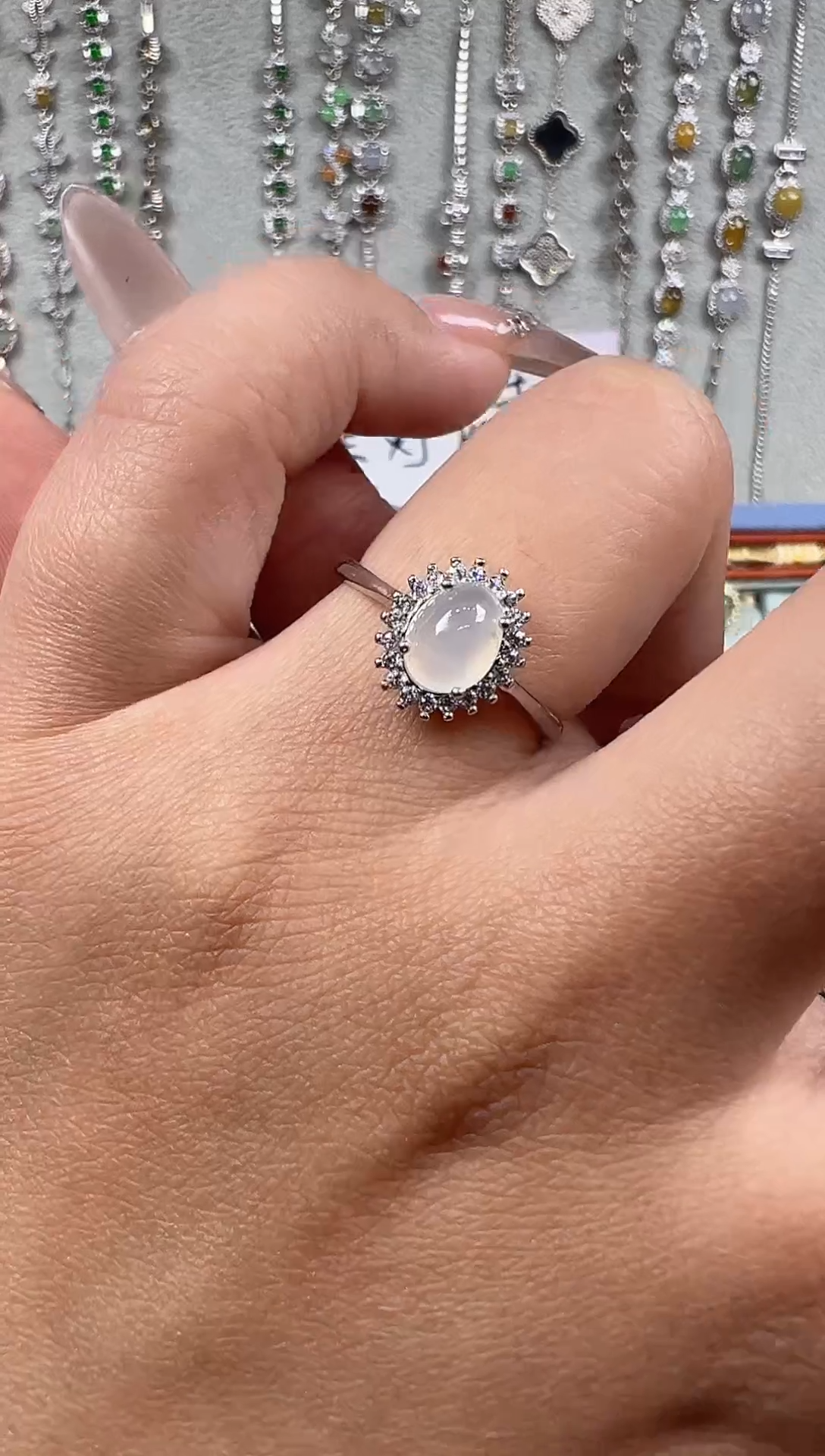 【闪购商品】翡翠戒指银S925镶嵌天然缅料保a保真保天然