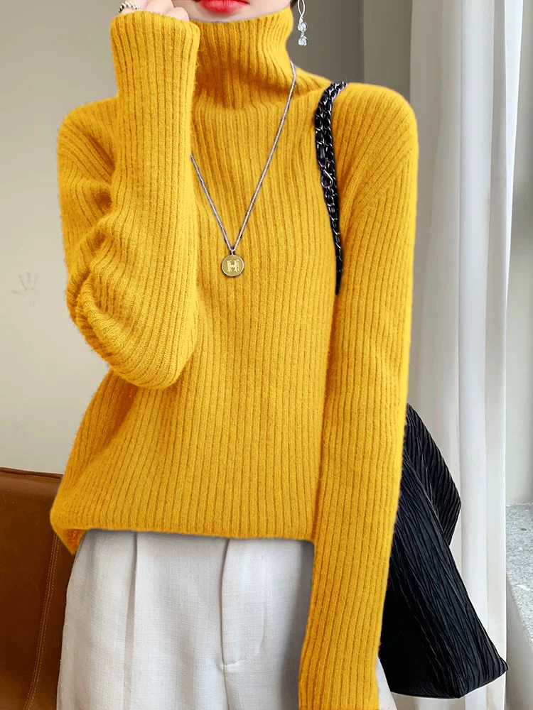 2025毛衣女秋冬款网红款宽松慵懒风套头洋气高领厚毛衣女内搭008