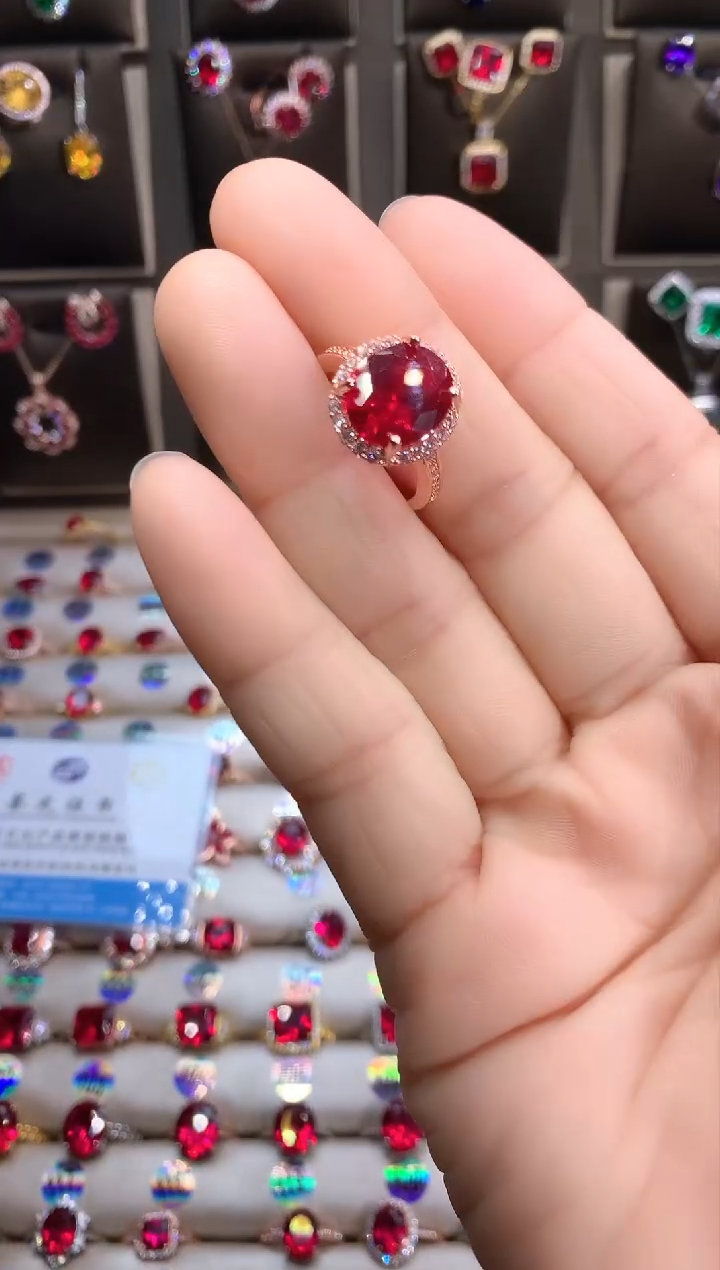 【闪购商品】红宝石戒指银S925镶嵌玫瑰金10.12