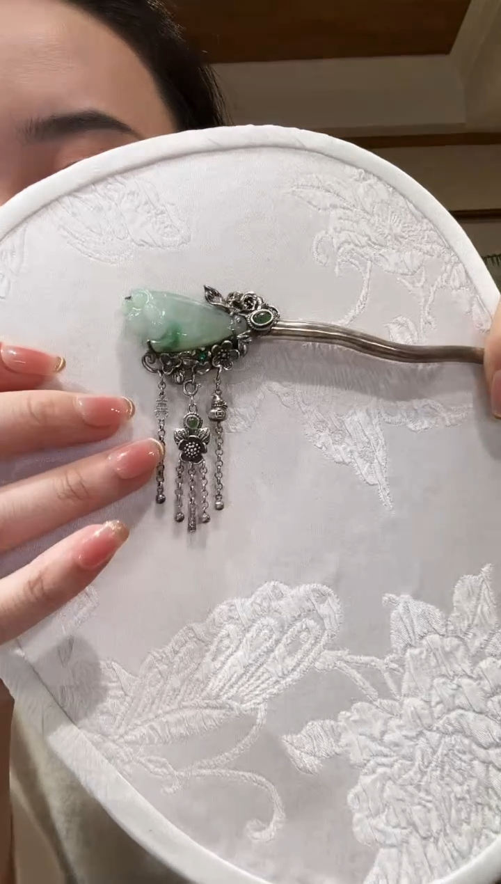 【闪购商品】翡翠把件银S925镶嵌国风