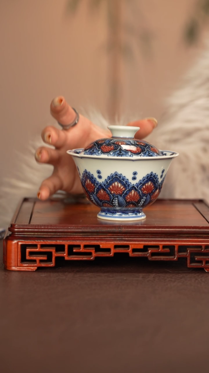 【闪购商品】盖碗永明尚玩景德镇手工手绘陶瓷瓷