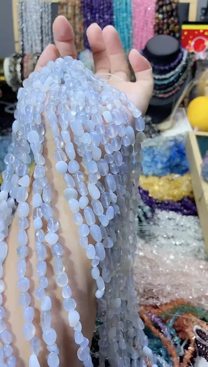 未镶嵌珠宝半成品水晶蓝纹