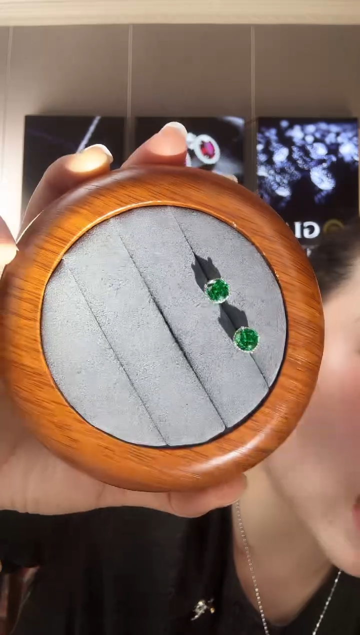 主播定制链接绿色耳钉一对