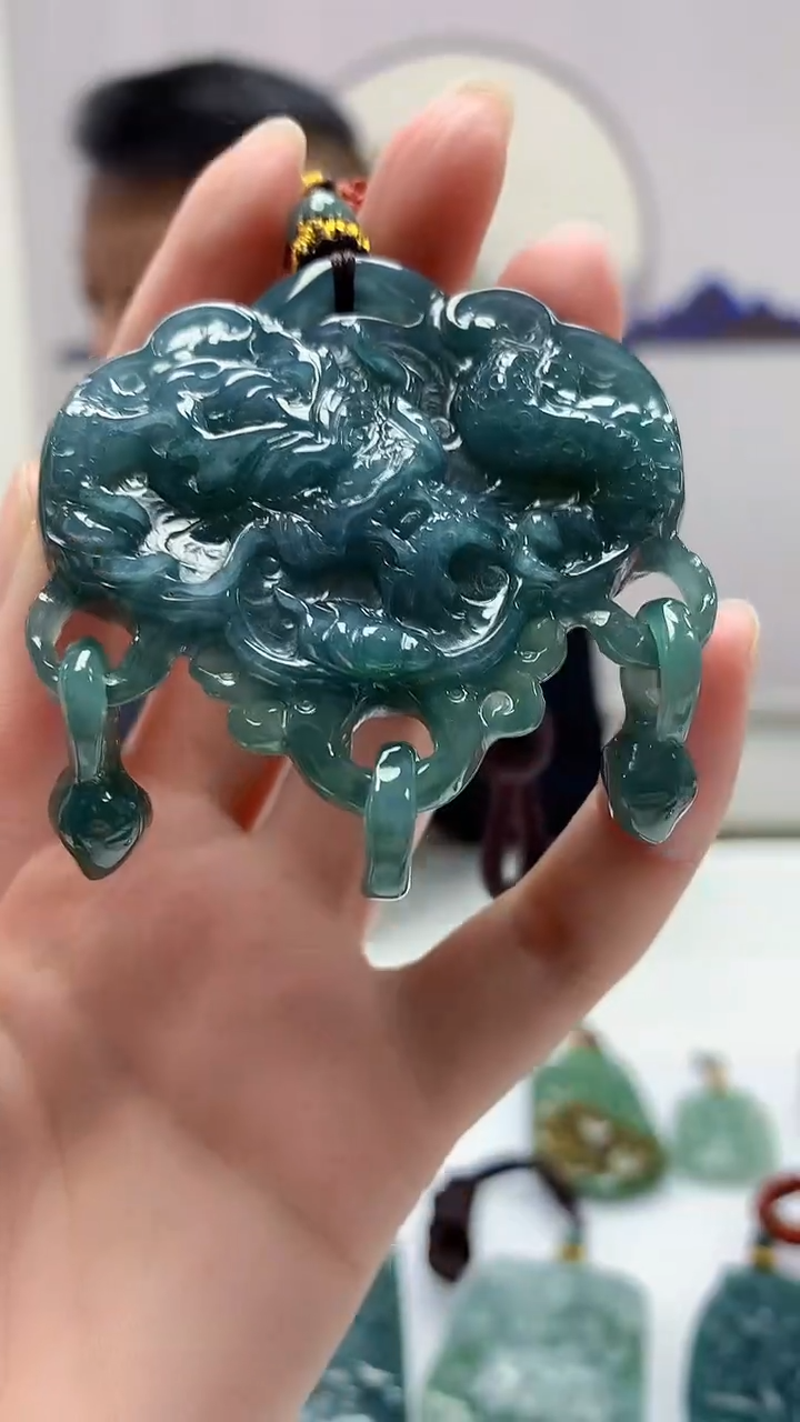 【闪购商品】定制翡翠未镶嵌4969zm-毛货挂件78龙凤