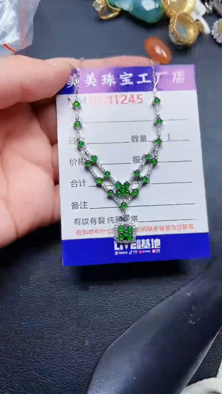 颈饰银S925镶嵌翡翠1245