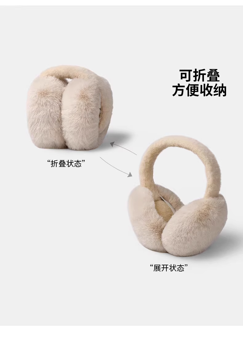 韩版毛绒大号耳罩可折叠高品质仿兔毛耳套女冬季北方南方纯色温暖